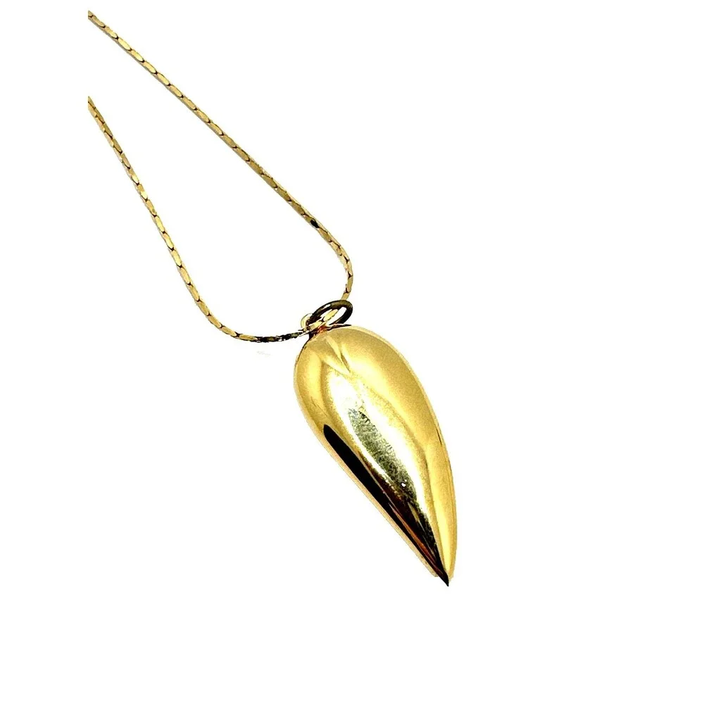 Vintage PARK LANE Teardrop Pendant Necklace Gold Tone Minimalist Box Chain 28